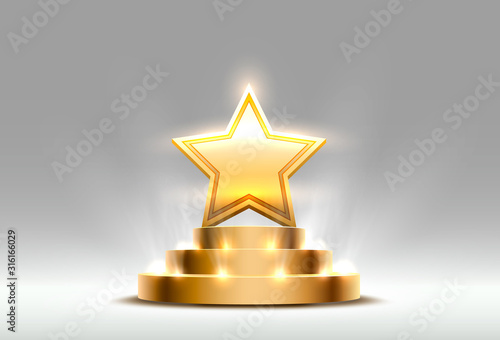 Cuadros en Lienzo Star best podium award sign, golden object.