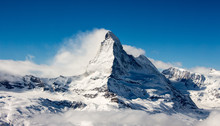 Zermatt Matterhorn And Glacier View Mountain Winter Snow Landscape Clouds
