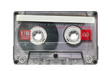 Transparent audio cassette tape isolated on white