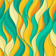 Seamless pattern with curve volumetric waves tropical colors. Abstract background.