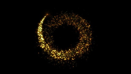 Wall Mural - golden glitter circle frame with sparkling light. shining christmas gold particles and sparkles ring