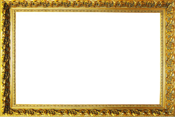 Canvas Print - beautiful golden picture frame isolated on white background