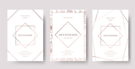 Wall Mural - vintage rose gold luxury vector invitation card