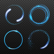 © sabelskaya - Set of neon blue circle light effects realistic vector illustrations isolated.