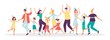 © sabelskaya - Group of diverse cheerful people dancing flat vector illustration isolated.