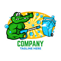 Wall Mural - Modern Trash can with aligator logo. Vector illustration.