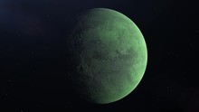 Realistic Green Alien Planet In The Outer Space, 3d Rendering