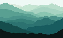 Vector Illustration Green Mountain Landscape.