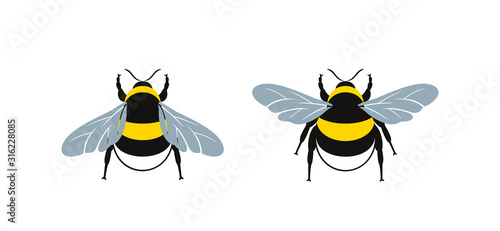 Fotomural Bumblebee logo. Isolated bumblebee on white background. Wasp
