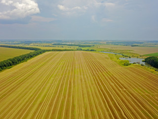 Aerial drone view. Agricultural field