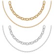 Gold and silver chain necklaces on a white background