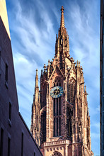 View To The Famous Imperial Cathedral Of Saint Bartholomew In The Old Town Frankfurt Am Main, Germany