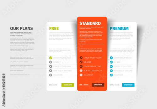 Price Tier Layout With Bright Colors Kaufen Sie Diese Vorlage Und Finden Sie Ahnliche Vorlagen Auf Adobe Stock Adobe Stock