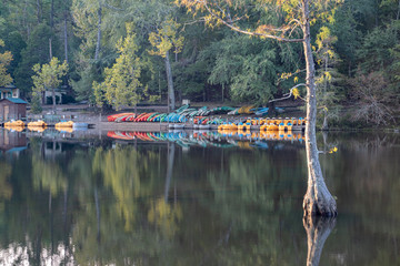 Trees line the water ways of Broken Bow, Oklahoma.