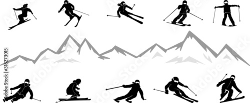 Cuadros en Lienzo Ski Driver Winter Sport Vector Silhouette