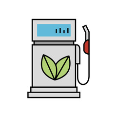 Poster - fuel station service with ecology leafs icon