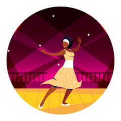 Poster - woman on the dance floor, party, dancing club, music and nightlife