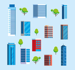 Poster - set of towers of apartments and office building