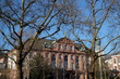 Senckenberganlage mit dem Senckenbergmuseum vor blauem Himmel im Winter mit kargen Bäumen bei Sonnenschein im Stadtteil Bockenheim am Westend von Frankfurt am Main in Hessen