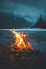 campfire in the mountains
