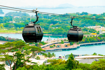 Sticker - Cable Cars in Sentosa - Singapore