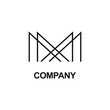 the letter M logo with black art lines. unique and simple abstract logo. white background. modern template. for company and graphic design.