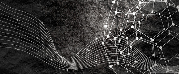 Wall Mural - technology, chemistry and science banner design template. molecule and communication pattern. connec
