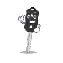 Poster - Cheerfully car key making Thumbs up gesture