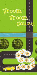 Wall Mural - Game template with car and numbers on the road