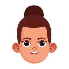 Sticker - cartoon girl face icon, colorful design