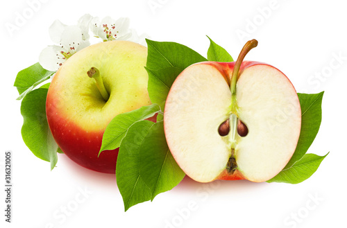 Isolated Apple Whole Ripe Red Apple And Half Cut And Green Fresh Leaves And Flower Isolated On White Background Stock Photo Adobe Stock Isolated Apple Whole Ripe Red Apple And Half Cut And Green Fresh Leaves And Flower Isolated On White Background Stock Photo Adobe Stock
