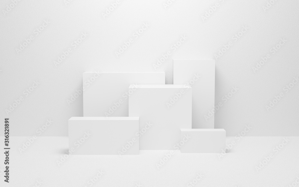abstract white light on wall background texture with geometric shape. 3d render design for display product on website. Mockup with gray podium scene concept. Empty showcase for advertising and banner. - obrazy, fototapety, plakaty 