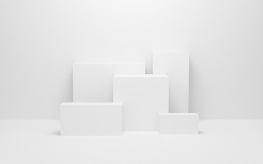 Wall Mural - abstract white light on wall background texture with geometric shape. 3d render design for display p