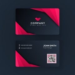 Wall Mural - Front and back view of business card or visiting card design in pink and blue color.