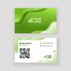 Wall Mural - green and white color business card or visiting card design in front and back view.