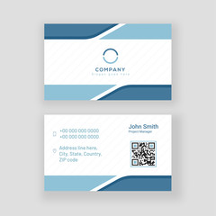 Canvas Print - Business card or horizontal template design with company details on stripe pattern background.