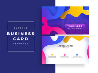 Wall Mural - front and back view of business card or horizontal template design with paper cut abstract fluid art
