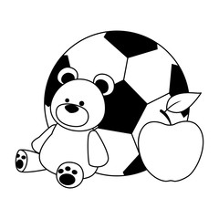 Sticker - soccer ball, teddy bear and apple