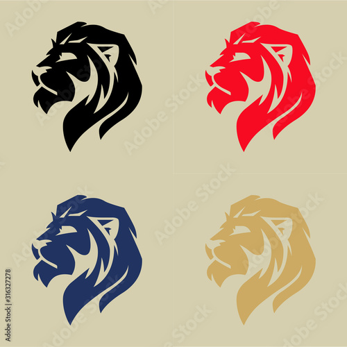 Fotomural Lion head logo set, vector illustration