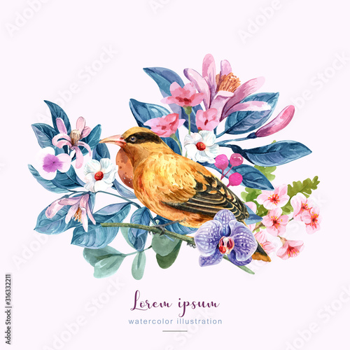 bouquet, plant, spring, beauty, petal, bloom, flower, watercolor.