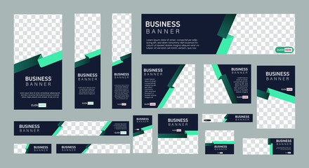 set of creative web banners of standard size with a place for photos. business ad banner. vertical, 