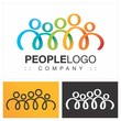 People (Family, Friends, Team, Group) Vector Symbol Company (Association) Logo (Logotype). Spiral, Hands Together, Colorful Style Icon Illustration. Elegant Identity Concept Design Idea Brand Template