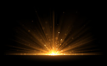 Golden Glow Light Effect On Black Background