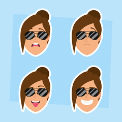 Sticker - group of women with sunglasses heads and expressions