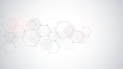 Vector hexagons pattern. Geometric abstract background with simple hexagonal elements. Medical, technology or science design.