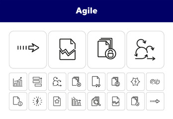 Sticker - Agile line icon set. Task priority, growth chart, idea. Project management concept. Can be used for topics like business, scrum, analysis