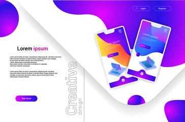 Template for landing page, website or banner on the topic App Development. Digital flyer, also can be print advertising. Vector illustration.