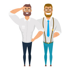 Sticker - elegant young men with beard avatars characters