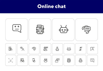Online chat line icon set. Algorithm, bot, correspondence. Communication concept. Can be used for topics like information technology, robotic science, machine learning
