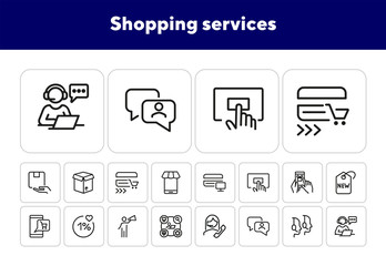 Poster - Shopping services line icon set. Delivery, gift, cart, credit card. Commerce concept. Can be used for topics like retail store, promotion, sale, customer support